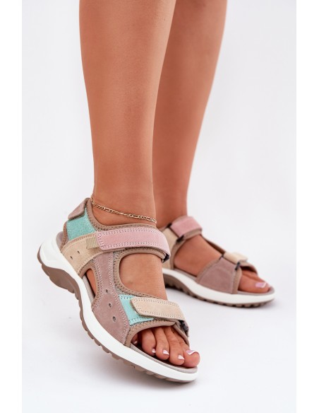 Women's Sports Leather Sandals McKeylor 95347 Beige