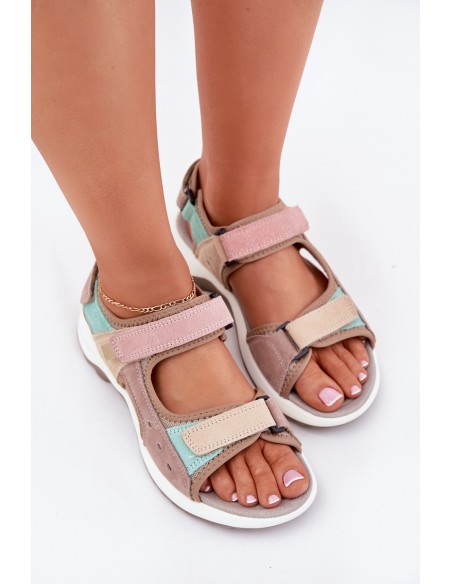 Women's Sports Leather Sandals McKeylor 95347 Beige