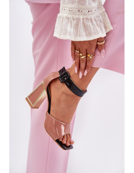 Lacquered Women's Sandals On Heel Vinceza 20266 Pink