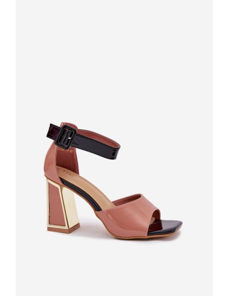 Lacquered Women's Sandals On Heel Vinceza 20266 Pink