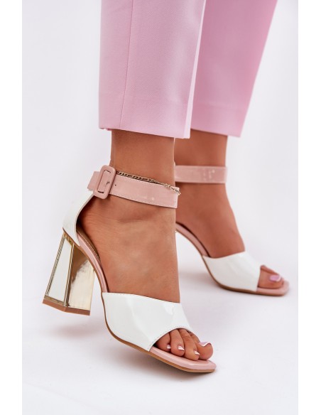 Lacquered Women's Sandals On Heel Vinceza 20266 White