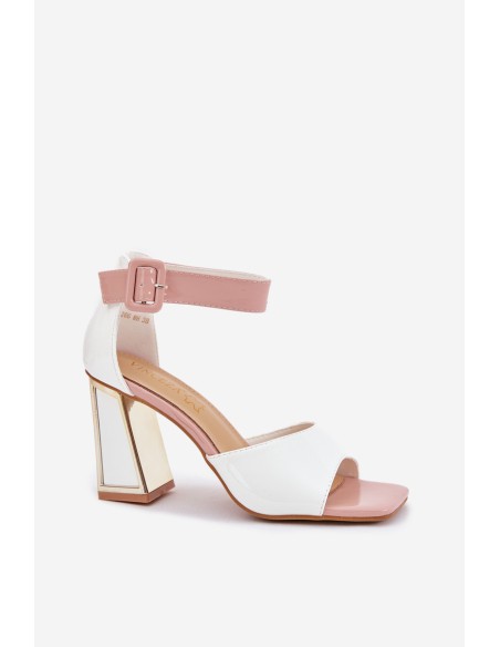 Lacquered Women's Sandals On Heel Vinceza 20266 White