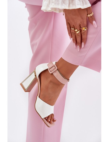 Lacquered Women's Sandals On Heel Vinceza 20266 White