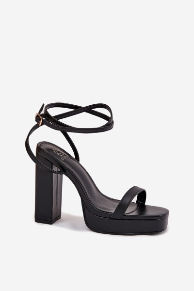 Womens Heeled Sandals With Strap Black Fevenne 2