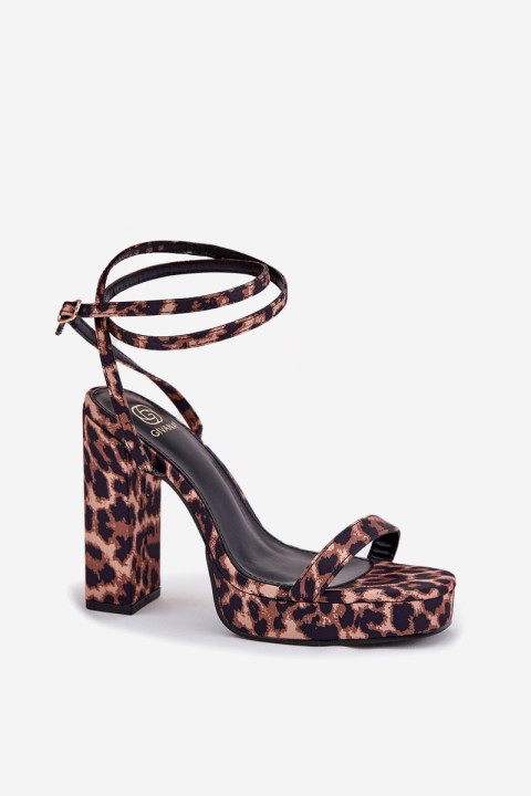 Women's Heeled Sandals with Strap Leopard Fevenne
