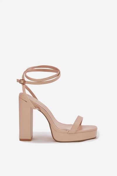 Women's Heeled Sandals With Strap Beige Fevenne