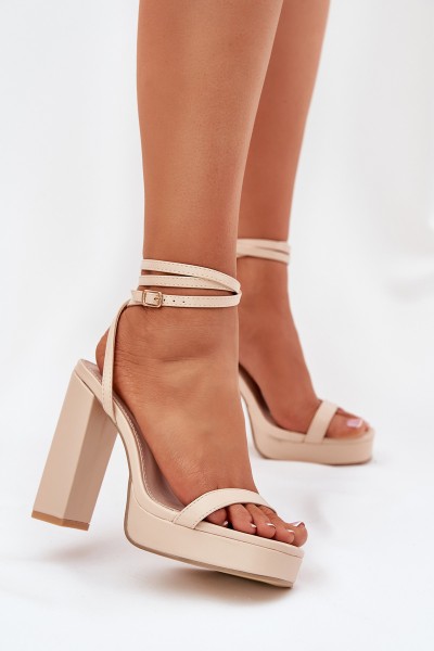 Women's Heeled Sandals With Strap Beige Fevenne 2