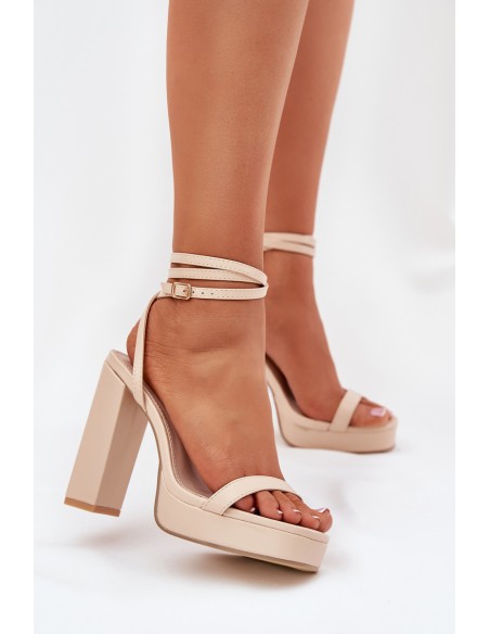 Women's Heeled Sandals With Strap Beige Fevenne