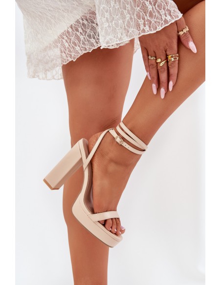 Women's Heeled Sandals With Strap Beige Fevenne