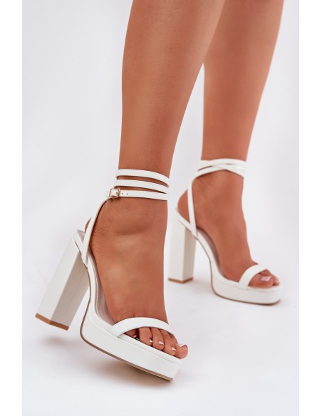 Women's Heeled Sandals With Strap White Fevenne