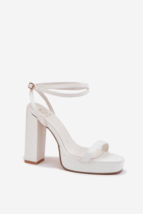 Women's Heeled Sandals With Strap White Fevenne