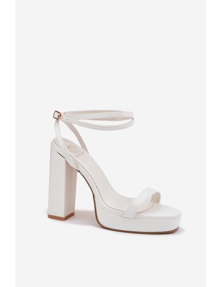 Women's Heeled Sandals With Strap White Fevenne