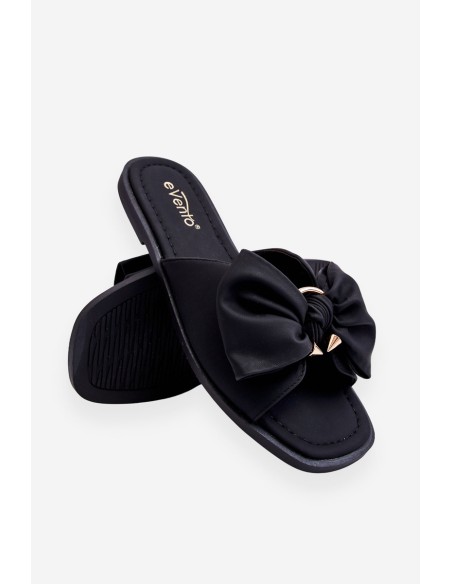 Moteriškos odinės šlepetės su kaspinu juodos Becky