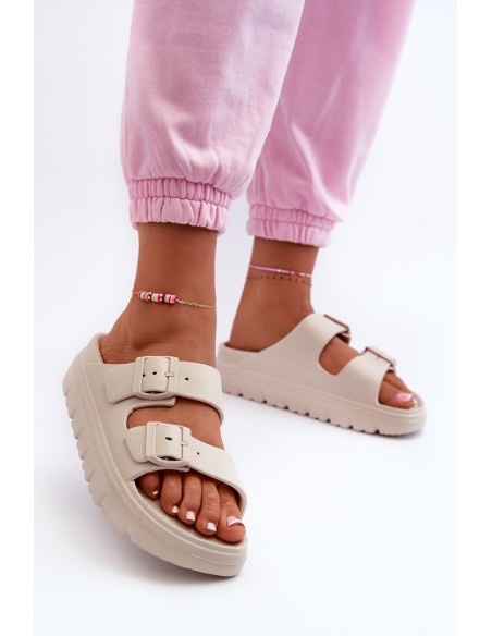 Women's Foam Platform Slides Beige Melorea