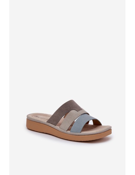 Comfortable Women's Slippers Beige-Blue Oxena