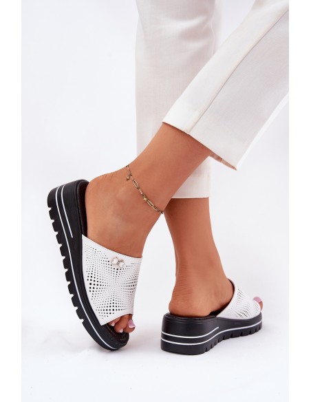 Ladies leather wedges Vinceza 41477 white