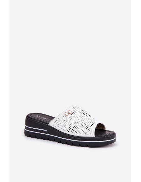 Ladies leather wedges Vinceza 41477 white