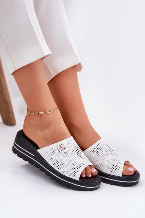 Ladies leather wedges Vinceza 41477 white
