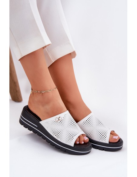 Ladies leather wedges Vinceza 41477 white