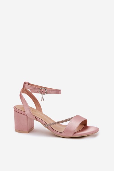 Ladies Sandals On Heel With Zirconia Vinceza 20268 Pink 2