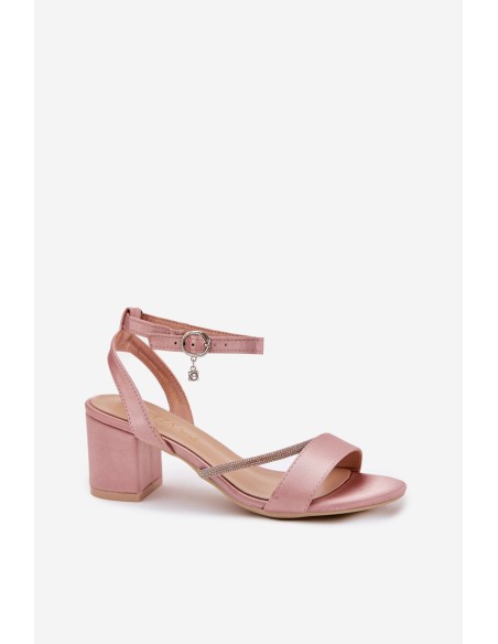 Ladies Sandals On Heel With Zirconia Vinceza 20268 Pink