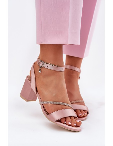 Ladies Sandals On Heel With Zirconia Vinceza 20268 Pink