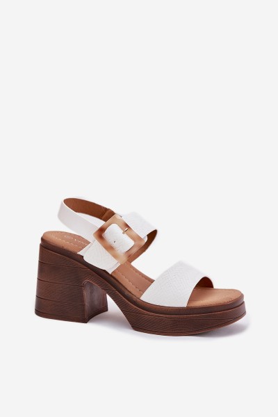 Ladies sandals on a chunky heel and platform White Vinceza 17387 2
