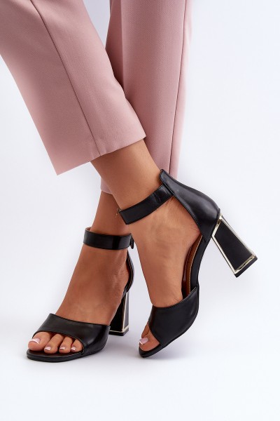 Elegant Black Women's Sandals with Heel Rosazara