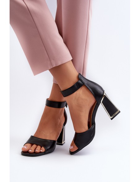 Elegant Black Women's Sandals with Heel Rosazara