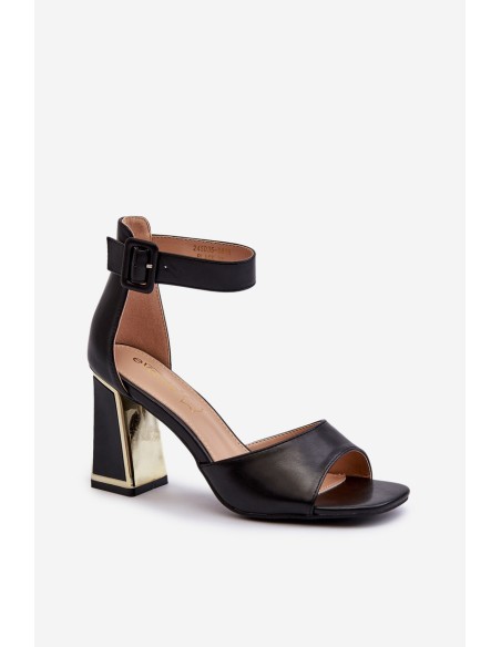 Elegant Black Women's Sandals with Heel Rosazara