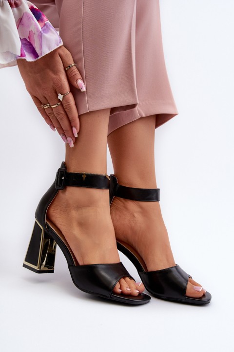 Elegant Black Women's Sandals with Heel Rosazara