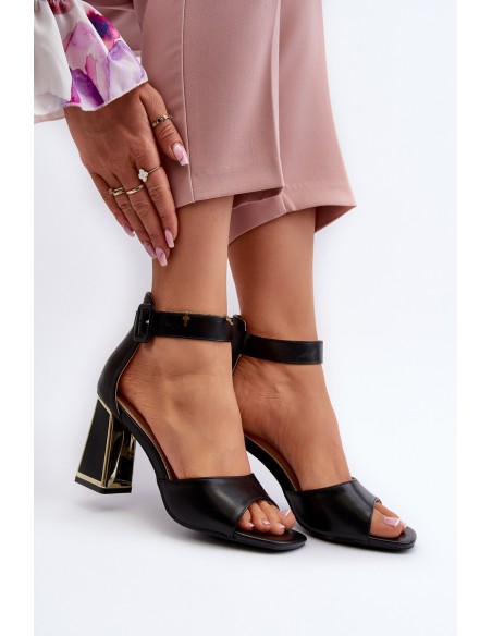 Elegant Black Women's Sandals with Heel Rosazara