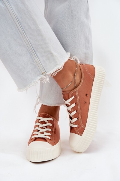Women s fabric sneakers on platform Big Star RR274778 Orange