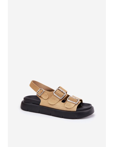 Suede Women's Sandals With Buckles Big Star RR274665 Beige