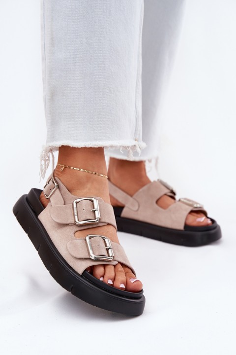 Suede Women's Sandals with Buckles Big Star RR274663 Light Pink