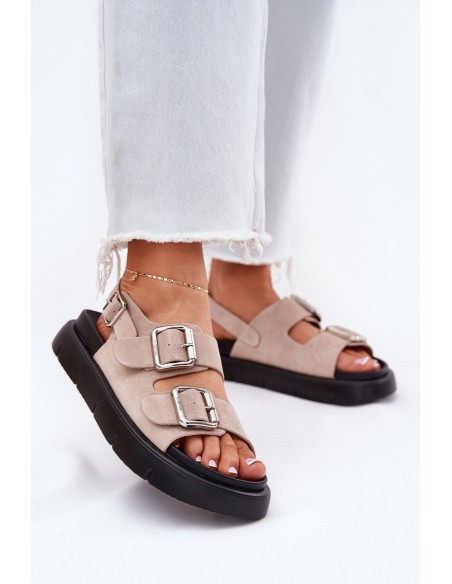 Suede Women's Sandals with Buckles Big Star RR274663 Light Pink