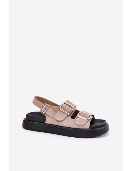 Suede Women's Sandals with Buckles Big Star RR274663 Light Pink