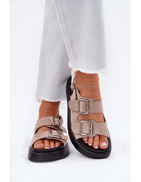 Suede Women's Sandals with Buckles Big Star RR274663 Light Pink