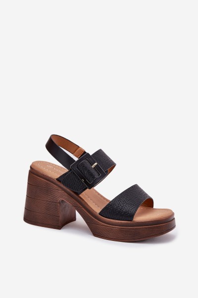 Women's sandals on a chunky heel and platform Black Vinceza 17387 2