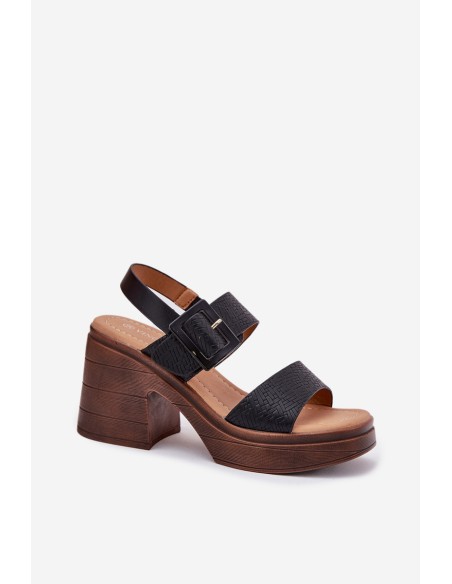 Women's sandals on a chunky heel and platform Black Vinceza 17387