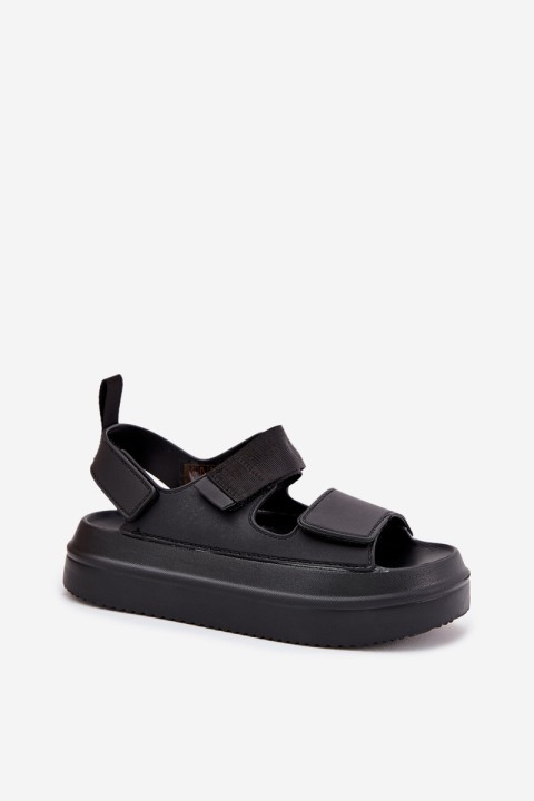 Ladies platform sandals with velcro black Nitepira