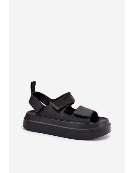 Ladies platform sandals with velcro black Nitepira