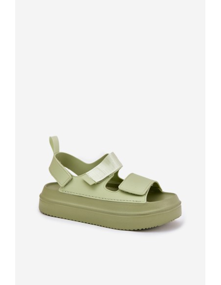 Women's Platform Sandals With Velcro Green Nitepira