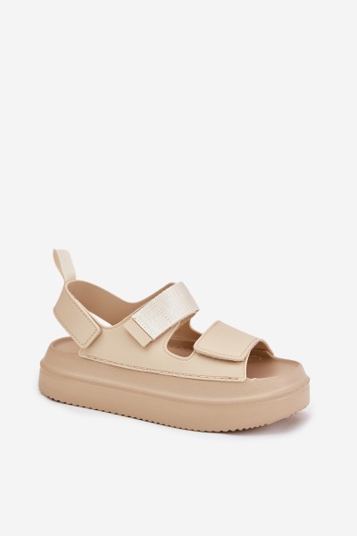 Women's Platform Sandals With Velcro Beige Nitepira 2