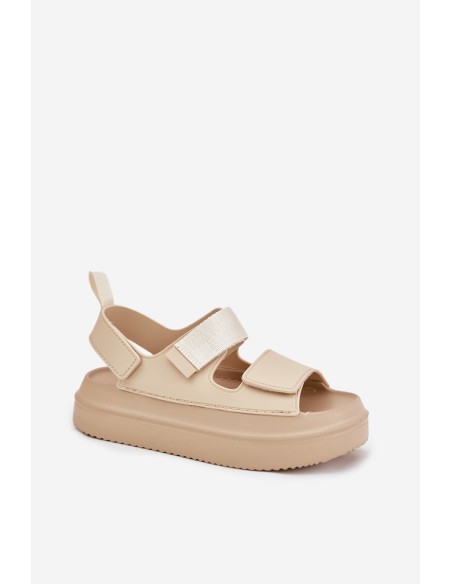 Women's Platform Sandals With Velcro Beige Nitepira