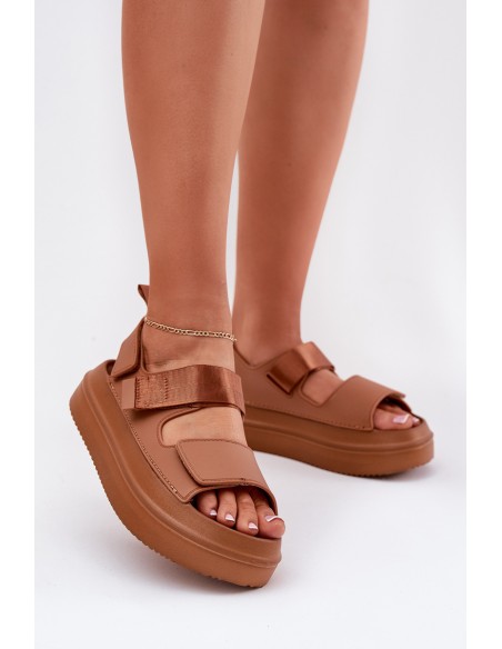 Women's platform sandals with Velcro Camel Nitepira