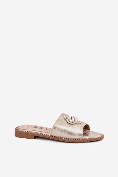 Ladies Flat Sandals With Decorative Detail S.Barski KV51-087 Gold 2