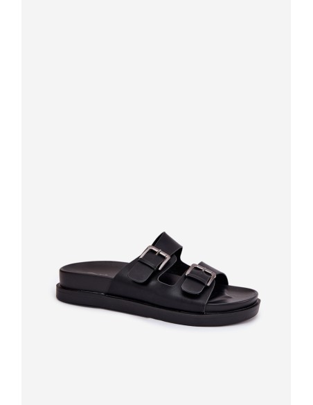 Moteriškos šlepetės su auksinėmis sagtimis juodos Sonarea