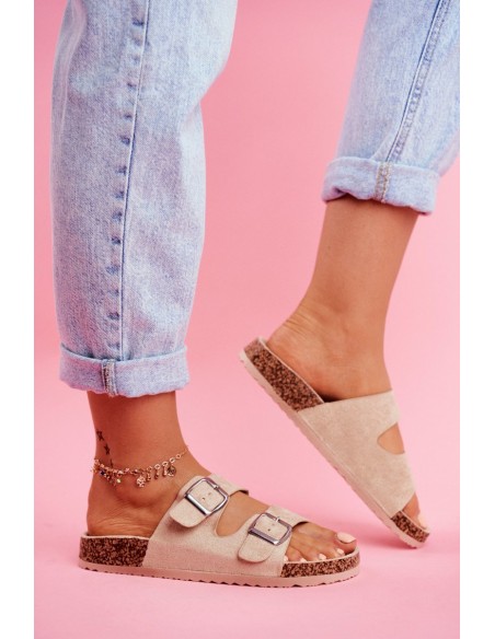 Moteriškos šlepetės ant korko smėlio spalvos Si Senor