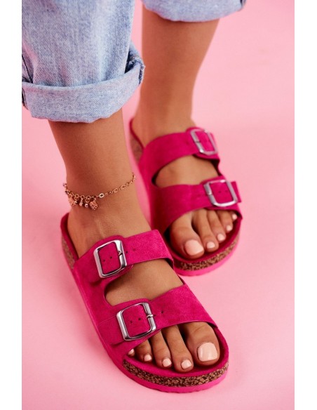 Women's Slides On Corck Fuchsia Si Senor